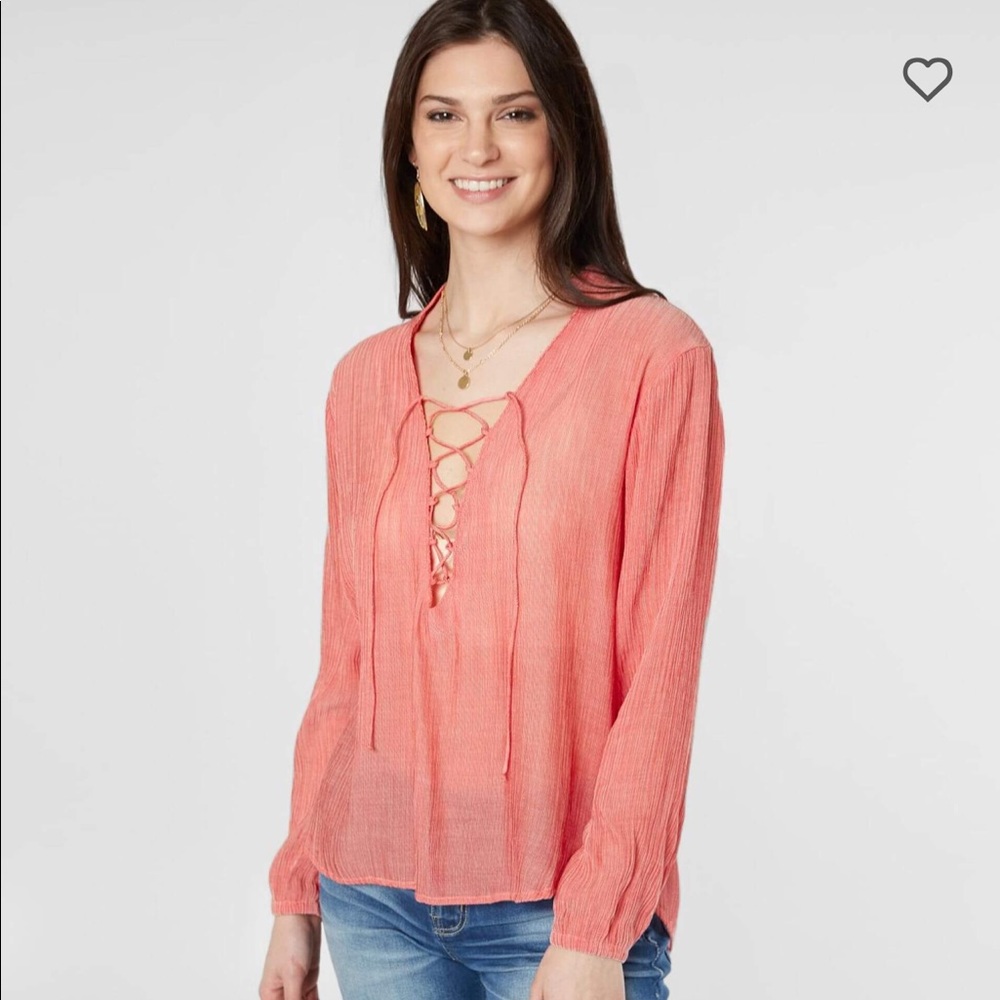 New! Buckle black textured lace up top - Picture 2 of 8